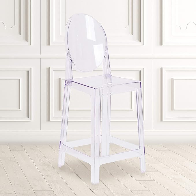 Flash Furniture 4 Pack Ghost Counter Stool with Oval Back in Transparent Crystal | Amazon (US)