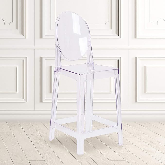 Flash Furniture 4 Pack Ghost Counter Stool with Oval Back in Transparent Crystal | Amazon (US)