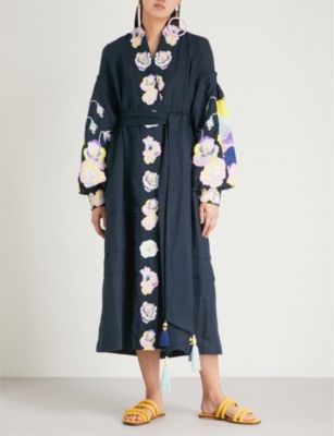 Pansies off-the-shoulder cotton and silk-blend dress | Selfridges