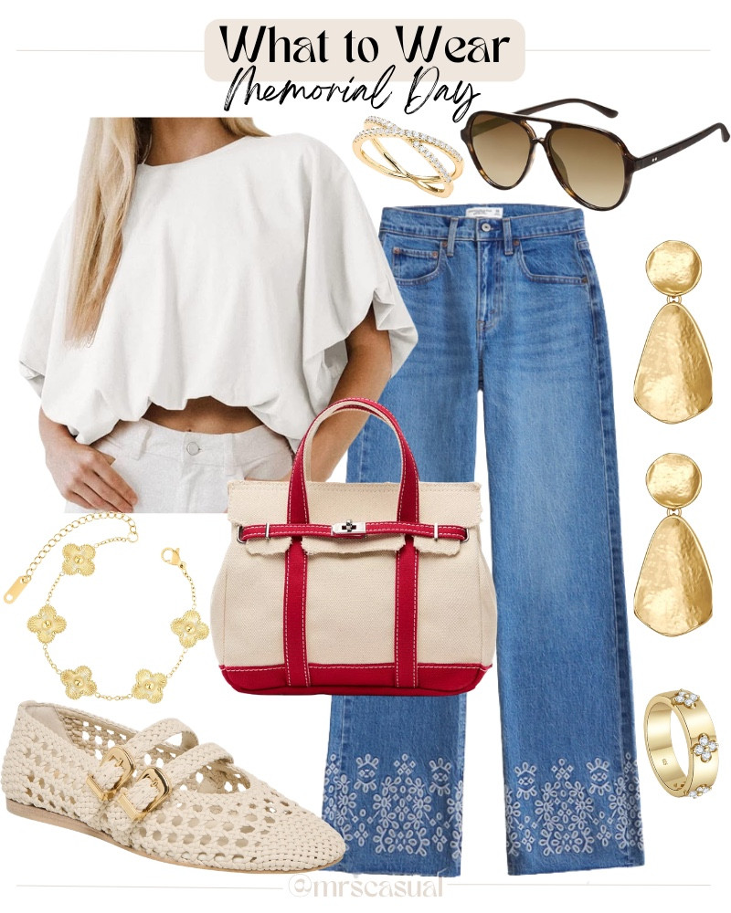 Memorial Day outfit but make it comfy 🇺🇸🤍 Loving the easy white top, statement denim and little pops of red ❤️ 🔗⬇️

#LTKootd #LTKmomlife #LTKOver40