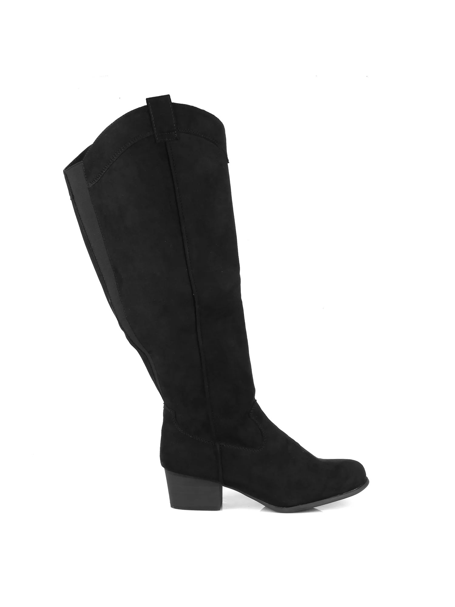 Wide Calf Women's Knee High Ridding Cowboy Boots in Black - Walmart.com | Walmart (US)