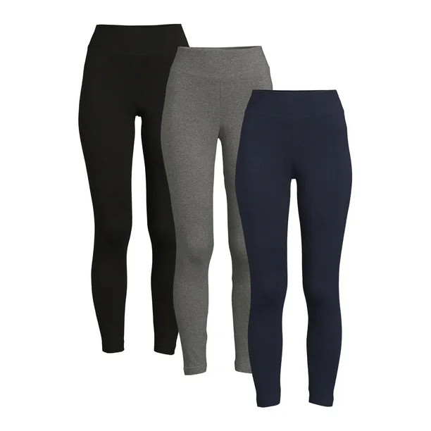 Time and Tru Women's High Rise Knit Leggings, 3-Pack - Walmart.com | Walmart (US)