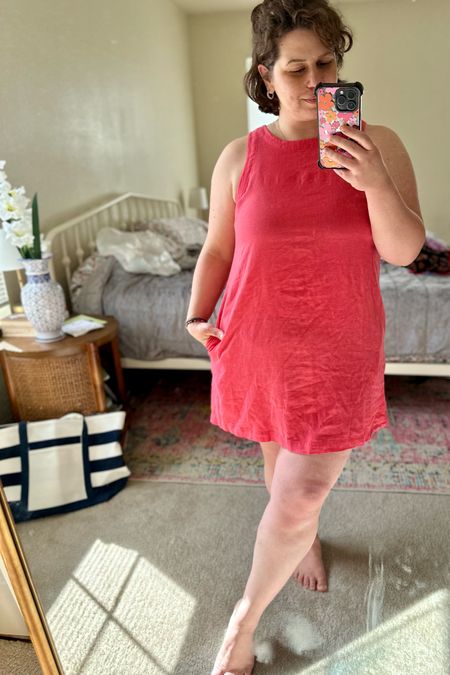 Summer Dress- midsize and curvy girl friendly AND only $20! 🫶🏼 I’m a size 12//40C//5’5 wearing a large with a lot of room. It’s a linen-rayon blend, A-line shift dress, perfect for summer. So pretty and easy to wear.  

#LTKStyleTip #LTKMidsize #LTKWedding