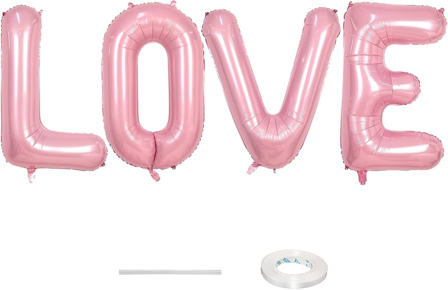 40 Inch Pastel Pink LOVE Balloons Letter for Valentines Day, Light Pink LOVE Balloon Letters, Pea... | Amazon (US)