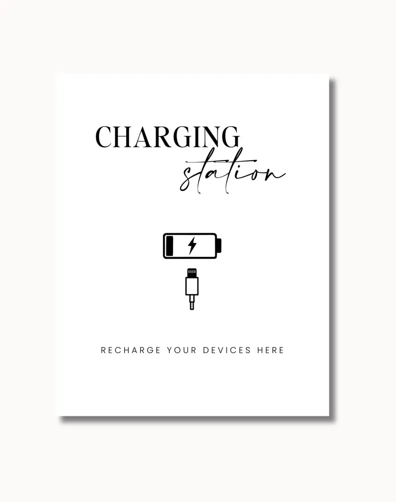 Charging Station Sign Wedding Charging Station Power Bar Phone Charging Sign Modern Wedding Sign ... | Etsy (US)