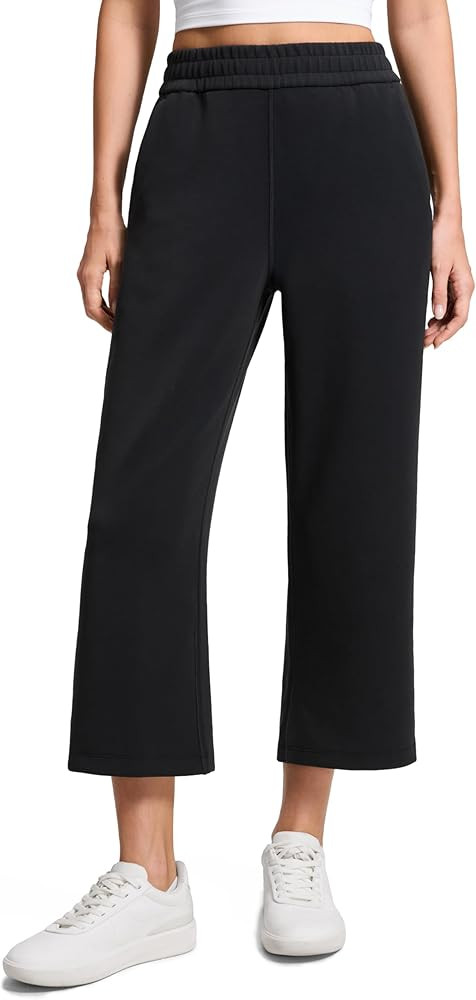 CRZ YOGA SoftAura Straight Leg Cropped Sweatpants Women 24" - Modal Lounge Travel Casual Pants wi... | Amazon (US)
