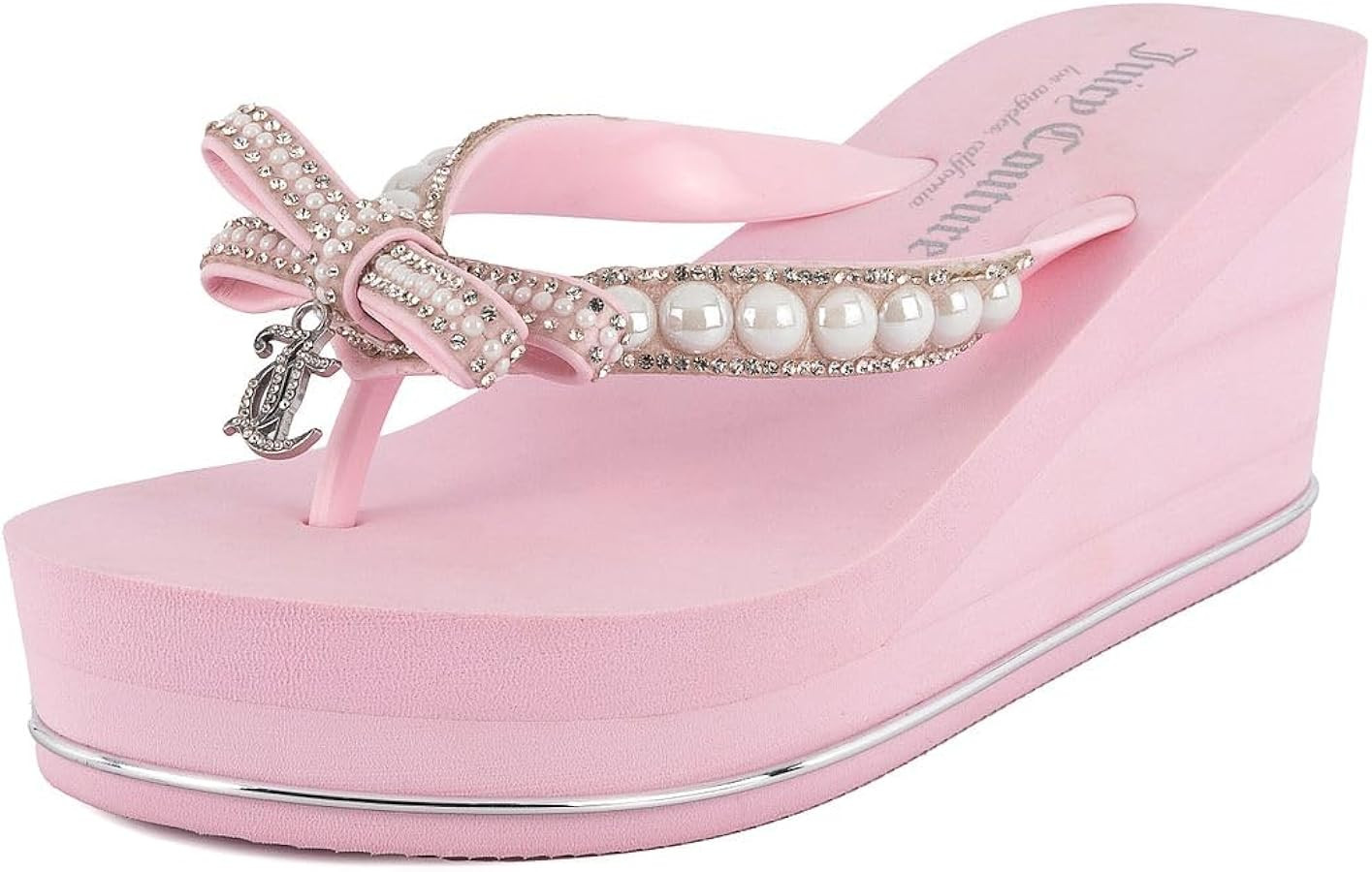 Juicy Couture Women\u2019s Wedge Platform Flip Flops, Fashion Beach Sandals with Soft Footbed and... | Amazon (US)