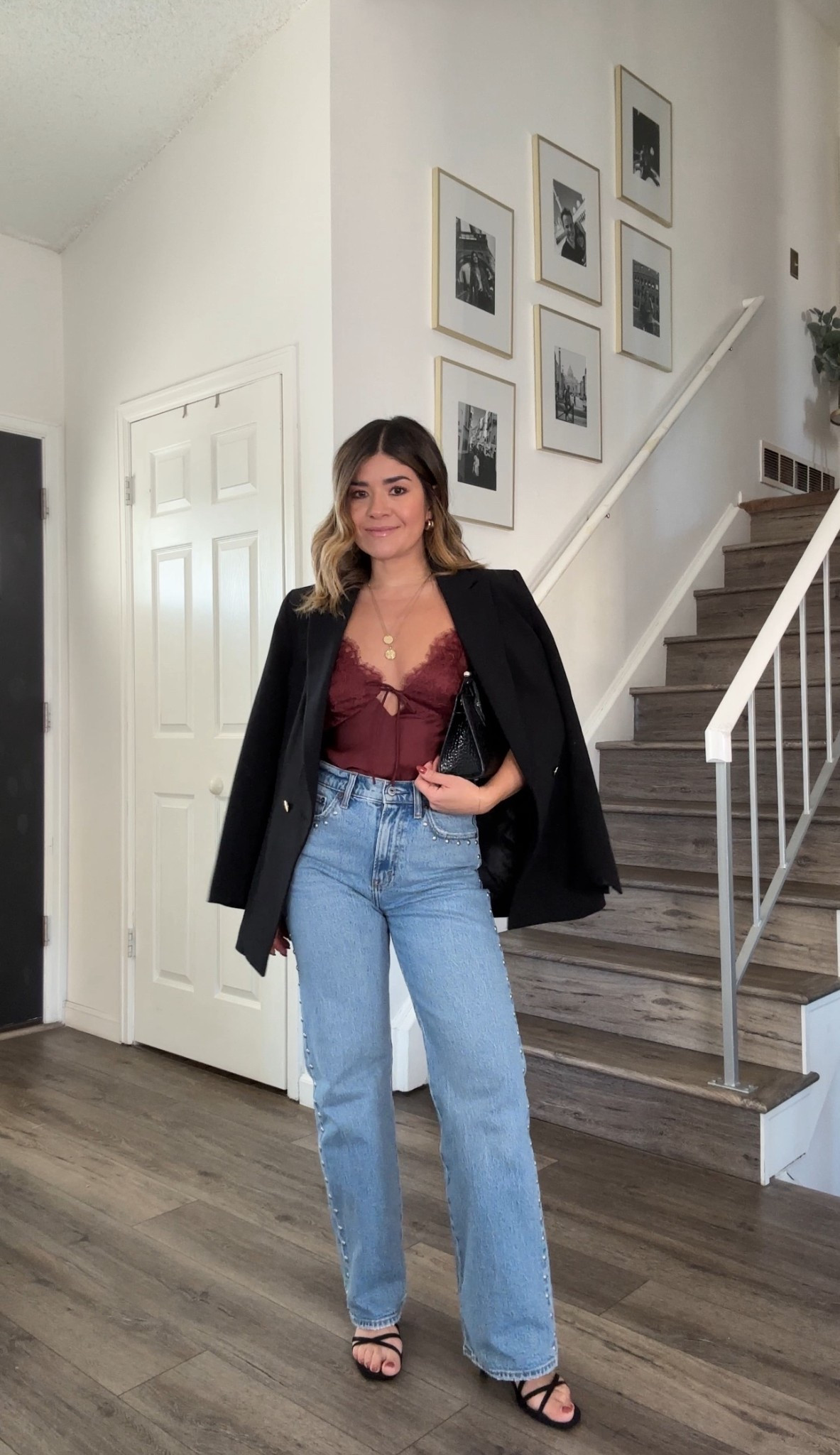 This top with lace details is truly the cutest!! I’m loving it so much! Looks great with jeans and it has its matching skirt linking it here!
Top size small
Jeans size 24S 
Blazer size small

#LTKValentine #LTKSaleAlert #LTKootd