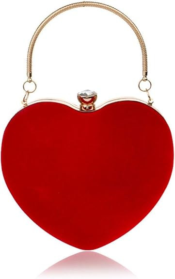 Womens Velour Heart Clutch Bag Vintage Shoulder Handbag Ladies Elegant Purse for Wedding Evening | Amazon (US)