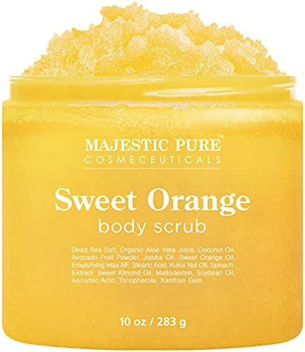 Majestic Pure Sweet Orange Body Scrub - Exfoliates, Moisturizes, and Nourishes Skin, 10 oz | Amazon (US)