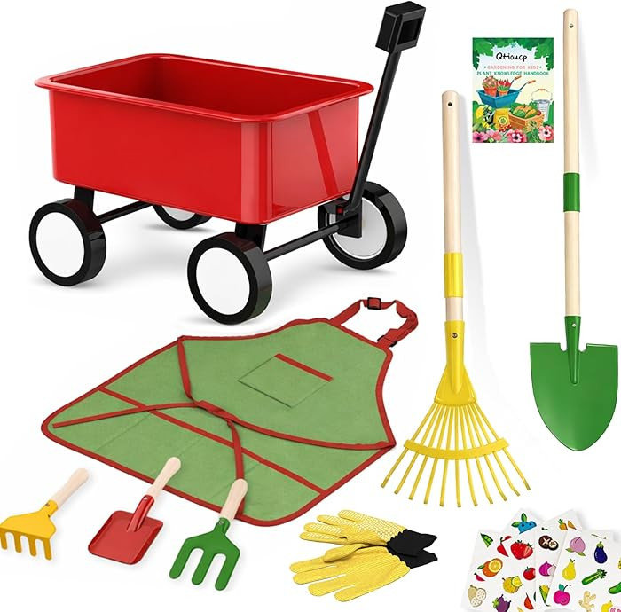 Kids Gardening Wheelbarrow Set, Metal & Wooden Garden Tools for Kids Ages 3-8, Real Wheelbarrows ... | Amazon (US)