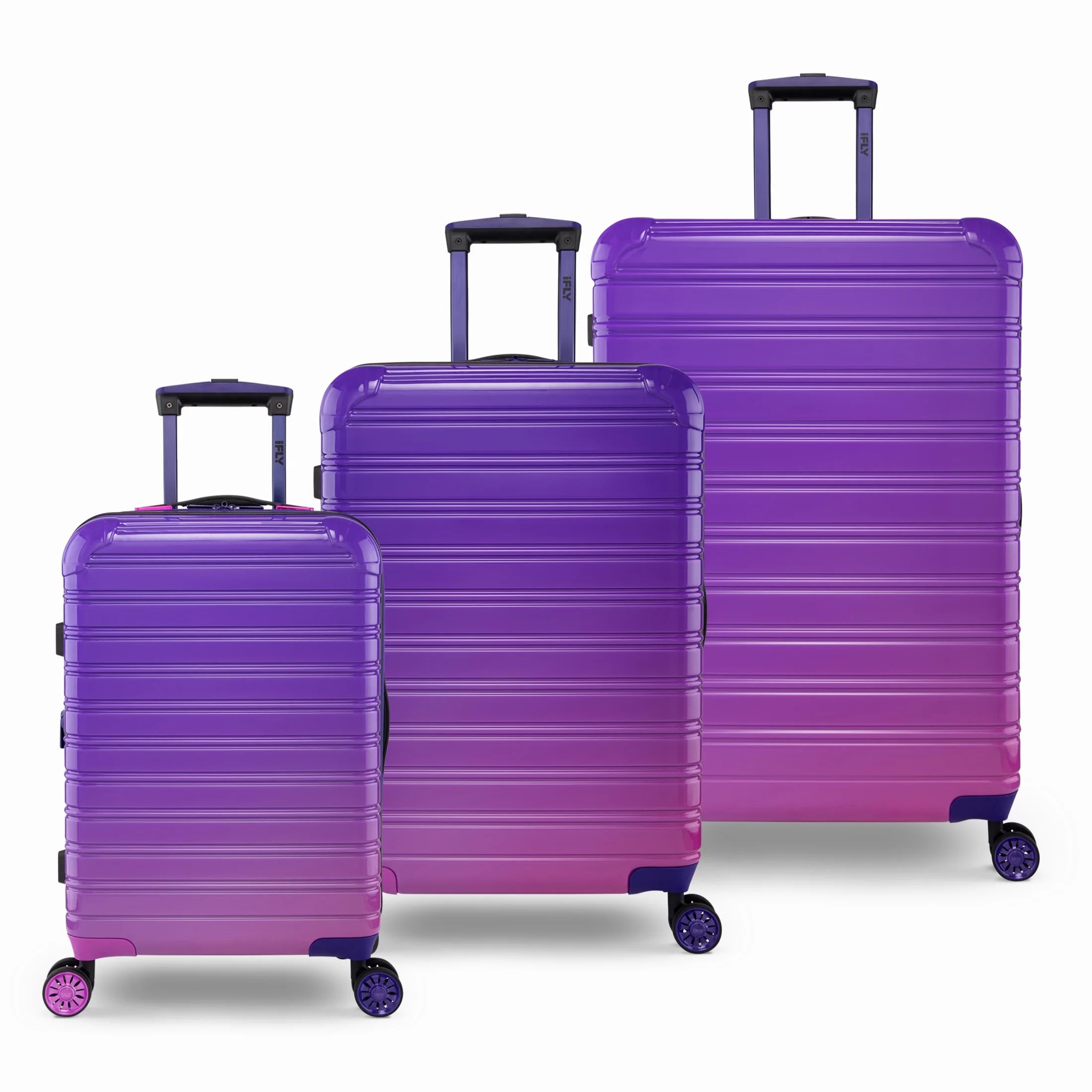 iFLY Hardside Luggage Fibertech 3 Piece Set with Double Spinner Wheels, 20" Carry-on Luggage, 24"... | Walmart (US)