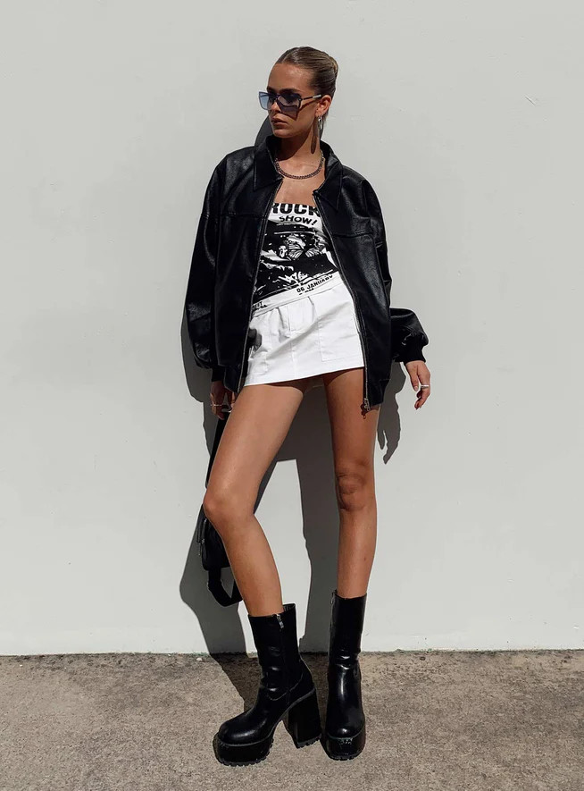 Goldsmith Faux Leather Bomber Jacket Black | Princess Polly US