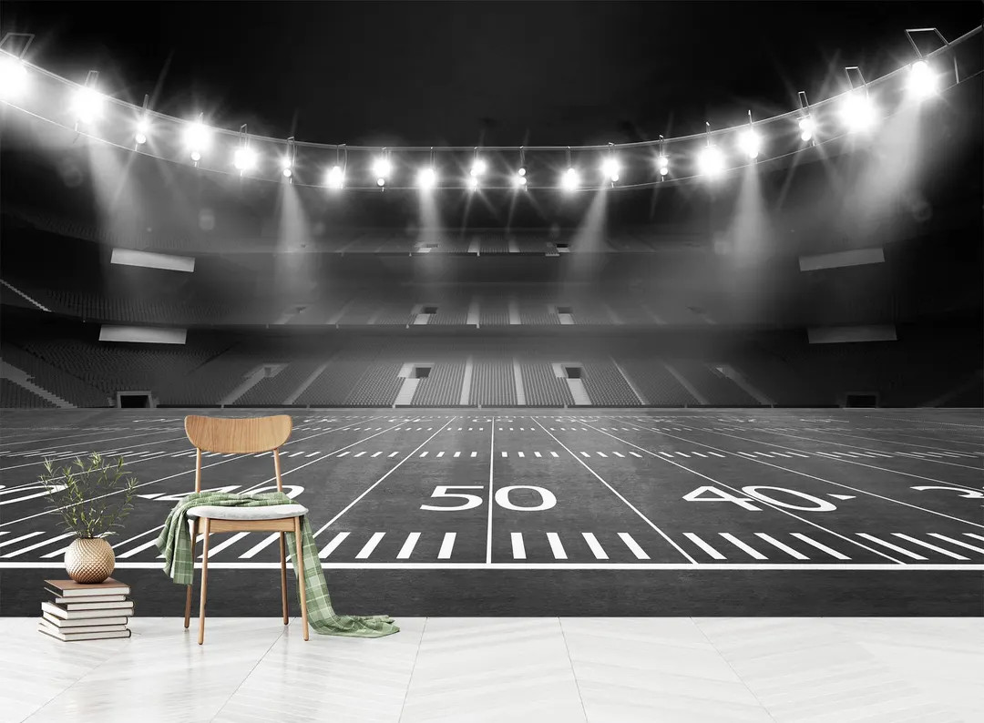 Black and White Football Stadium Wallpaper: Sport Wall Mural Peel and Stick - Etsy | Etsy (US)