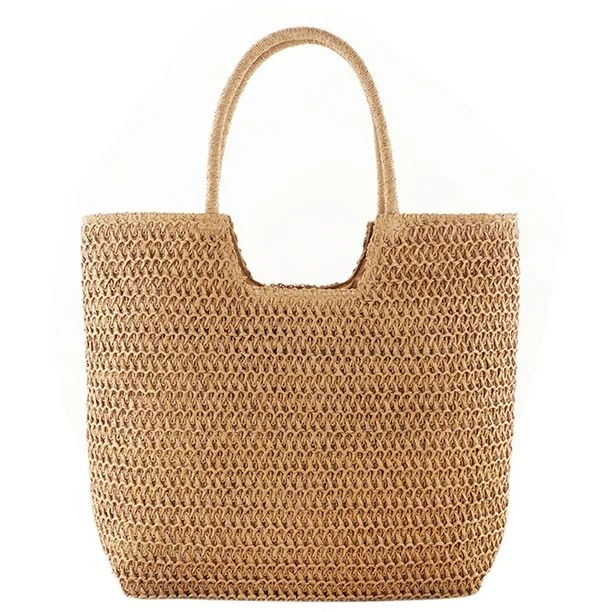 Hand-woven Women Shoulder Handbag SummerWomen Straw Beach Shopping Tote Bag | Walmart (US)