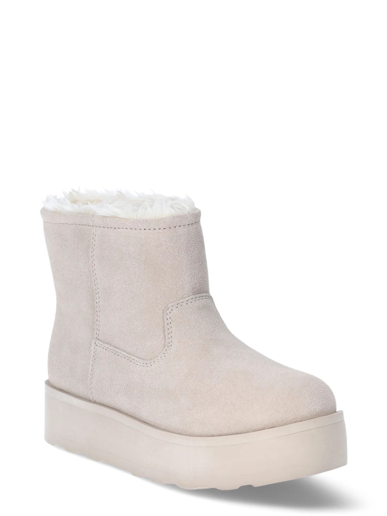 Time and Tru Women's Genuine Suede Platform Cozy Boots, Sizes 6-11 - Walmart.com | Walmart (US)