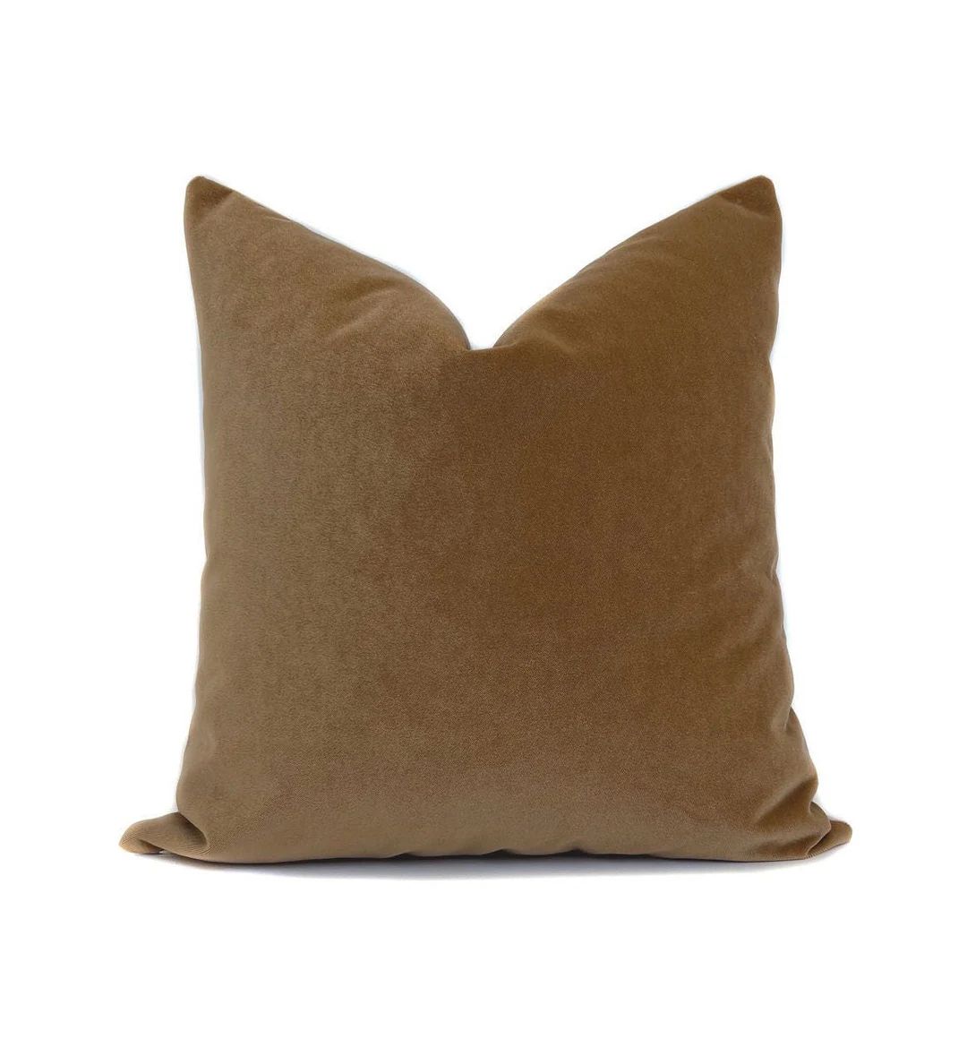 Carmel Velvet Pillow Cover Brown Throw Pillow Velvet Pillow - Etsy | Etsy (US)