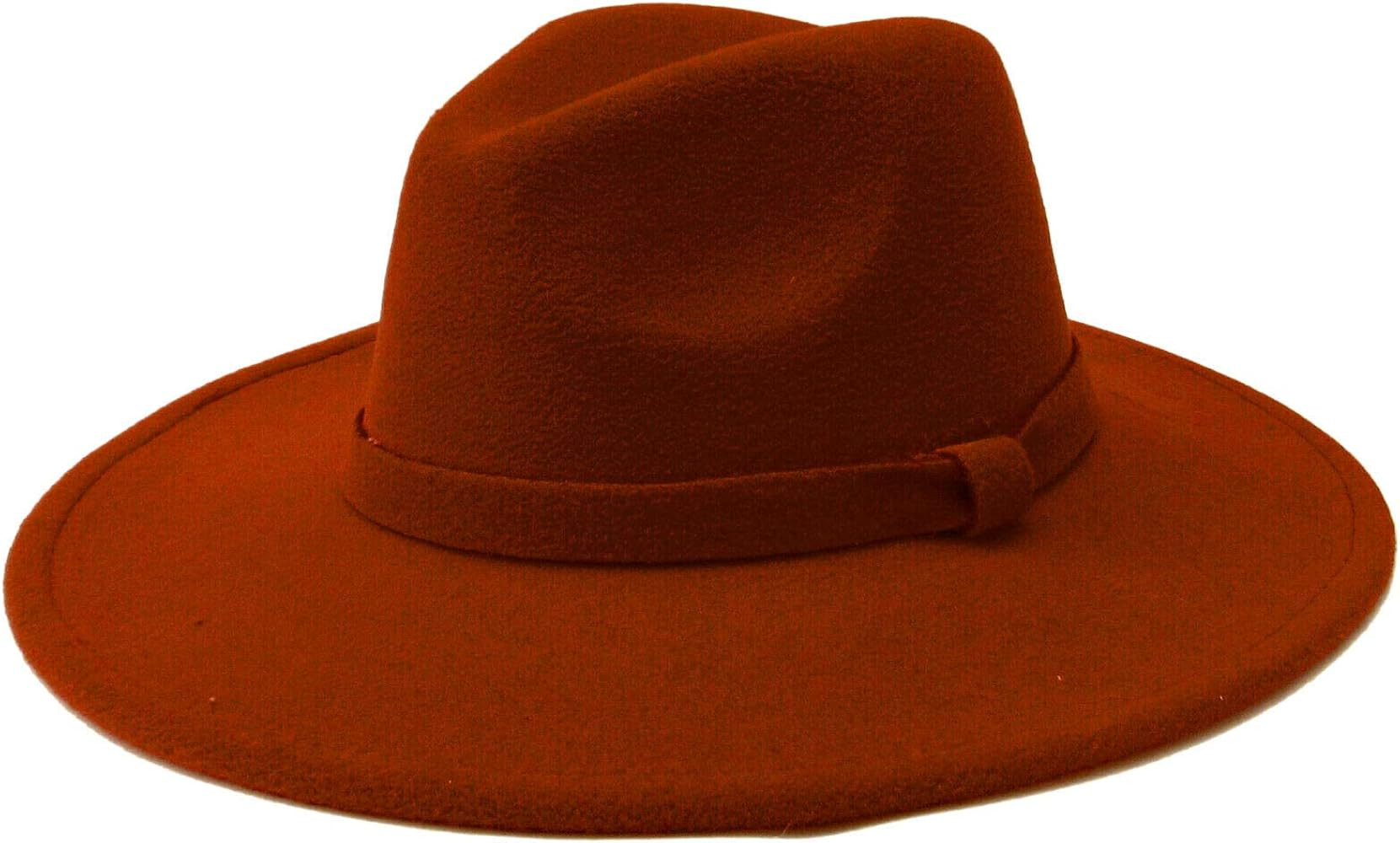 Mrlahat Women and Men Flat Wide Brim Warm Felt Fedora Hat Retro Style Panama Hat | Amazon (US)