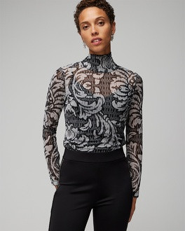 Long Sleeve Mesh Turtleneck | White House Black Market