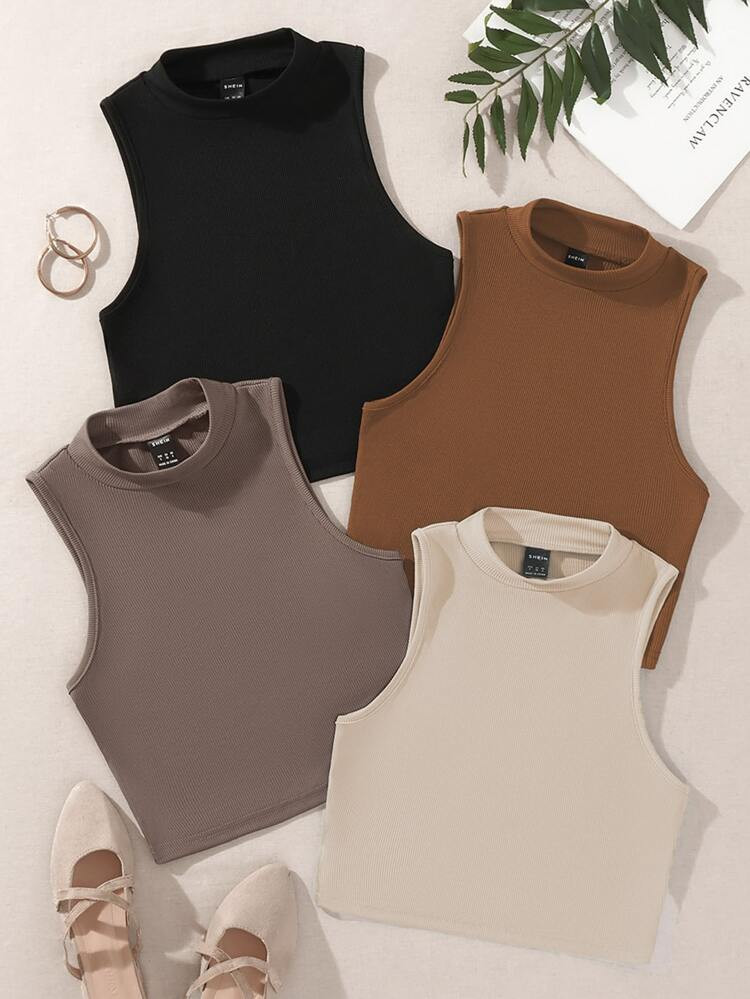 4pcs Solid Tank Top | SHEIN