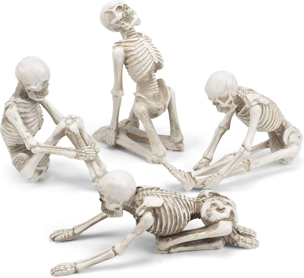 Transpac Advanced Yoga Skeleton Spooky White 8 x 7 Resin Stone Figurines Set of 4 | Amazon (US)