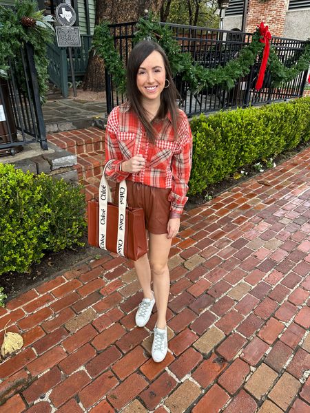 Plaid top and the best faux leather shorts! I size up to a small in them!



#LTKHoliday #LTKSeasonal #LTKCyberweek