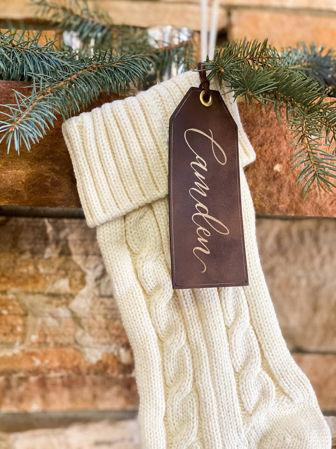 Christmas Stocking Tags, Stocking Name Tags, Leather Name Tags, Personalized Tags, Custom Stockin... | Etsy (US)