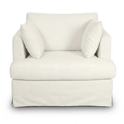 Oversized Accent Chair, 40.2" Coastal Upholstered Single Armchair With 30" Seat, Removable Slipcover, Plush Backrest, 2 Throw Pillows For Living Room | Wayfair North America