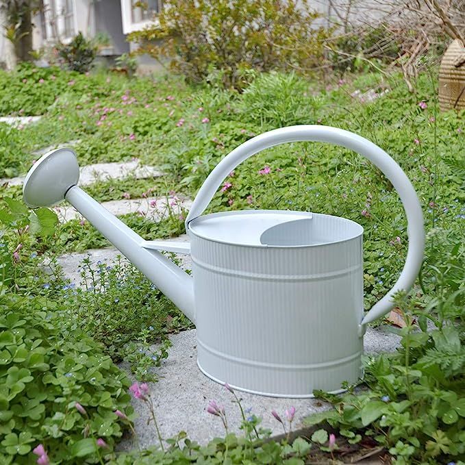 HORTICAN 1.3 Gal Galvanized Steel Watering Can, Decorative Farmhouse Style White Wateri... | Amazon (US)