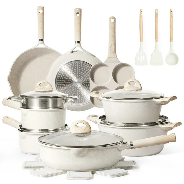 Carote Non Stick Pots and Pans Set, 21 Pcs Induction Kitchen Cookware Sets (Beige Granite) - Walm... | Walmart (US)
