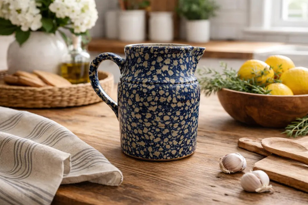 Farmhouse Kitchen Decor Vintage Roseville Pottery Spongeware Pitcher Gerald Henn Studio Marked Ar... | Etsy (US)