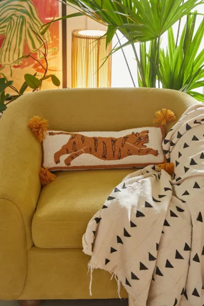 Jungalow By Justina Blakeney Tigress Pompom Bolster Pillow | Urban Outfitters (US and RoW)