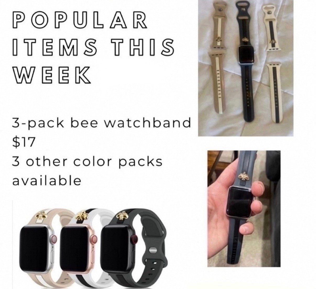 Gift idea for her : designer-look watchband 3-pack 


#designerdupe #applewatchband #watchband #beewatchband #giftsforher #giftsunder20 #giftsunder25 #budgetfinds #budgetfriendly #under25 
 #LTKGiftGuide

#LTKOver40 #LTKU