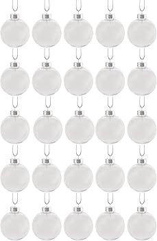 Creative Hobbies® - Bulk Value Pack of 25 pcs - 67mm (2-5/8 Inch) Round Clear Plastic Ball Ornam... | Amazon (US)