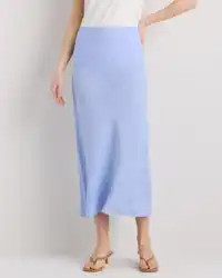 100% European Linen Midi Slip Skirt in Bayberry Olive | Quince
