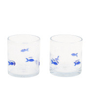 Set Of 2 Fish Icon Bubbles Double Old Fashioned Glasses | Drinkware | Marshalls | Marshalls