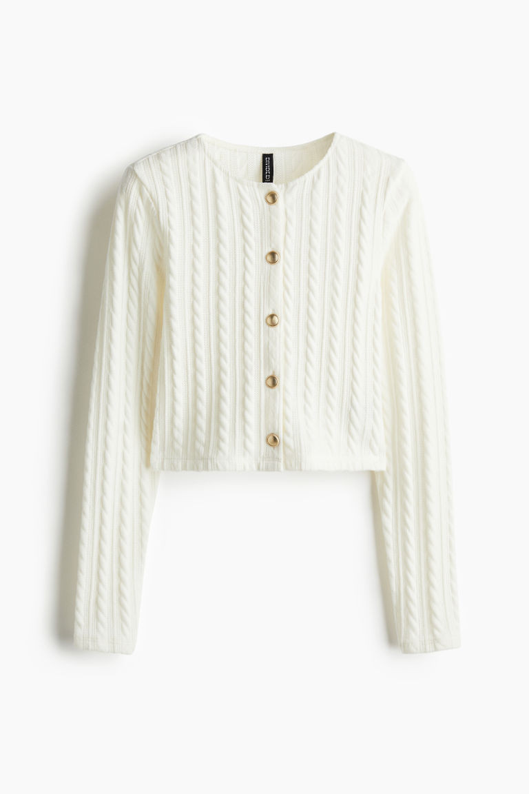 H & M - Cable-Knit-Look Cardigan - White | H&M (US + CA)