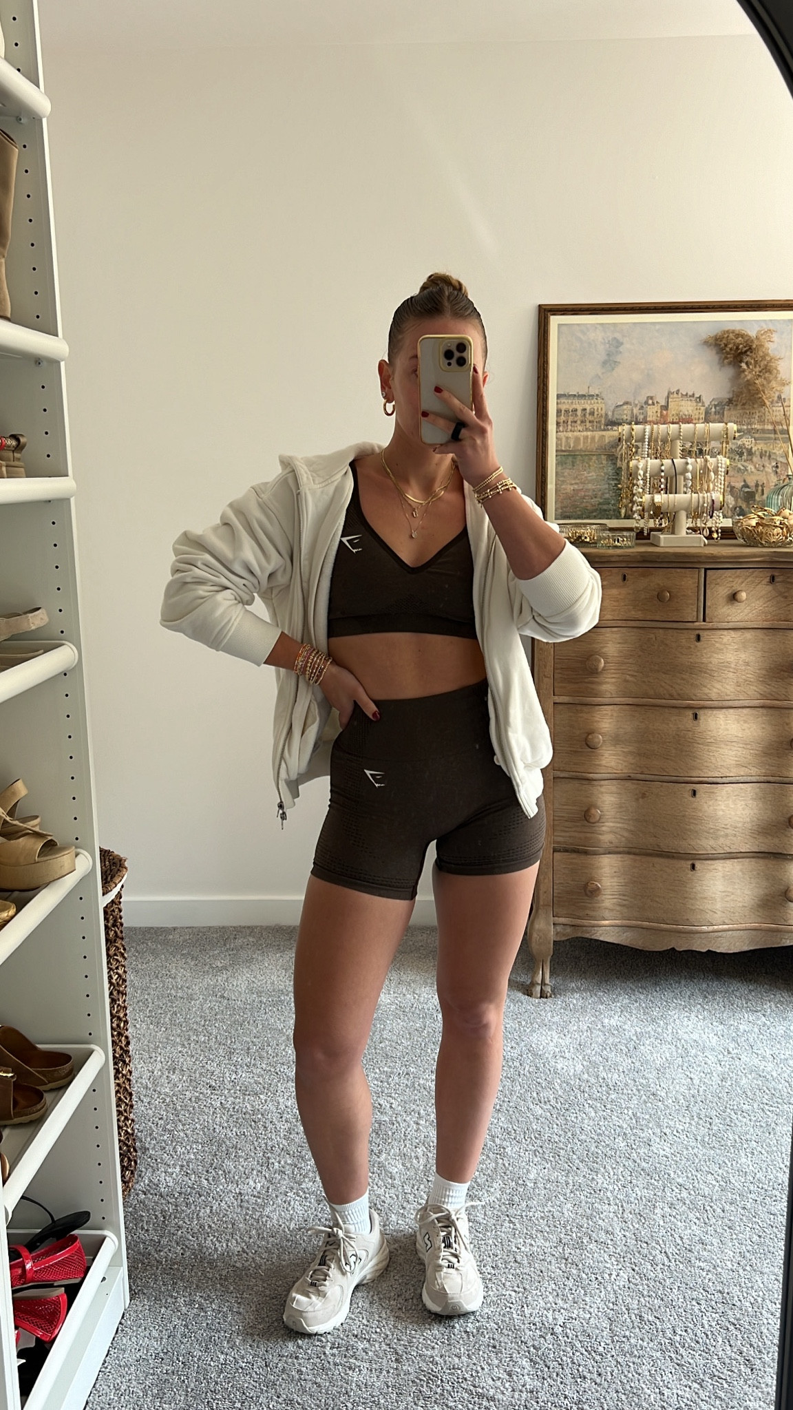 9/12/23 Gym outfit of the day 🫶🏼 Gymshark workout set, gymshark outfit, athleisure outfit, workout outfit, aesthetic workout set, aesthetic gym outfit, gym outfit, biker shorts set, biker shorts workout set