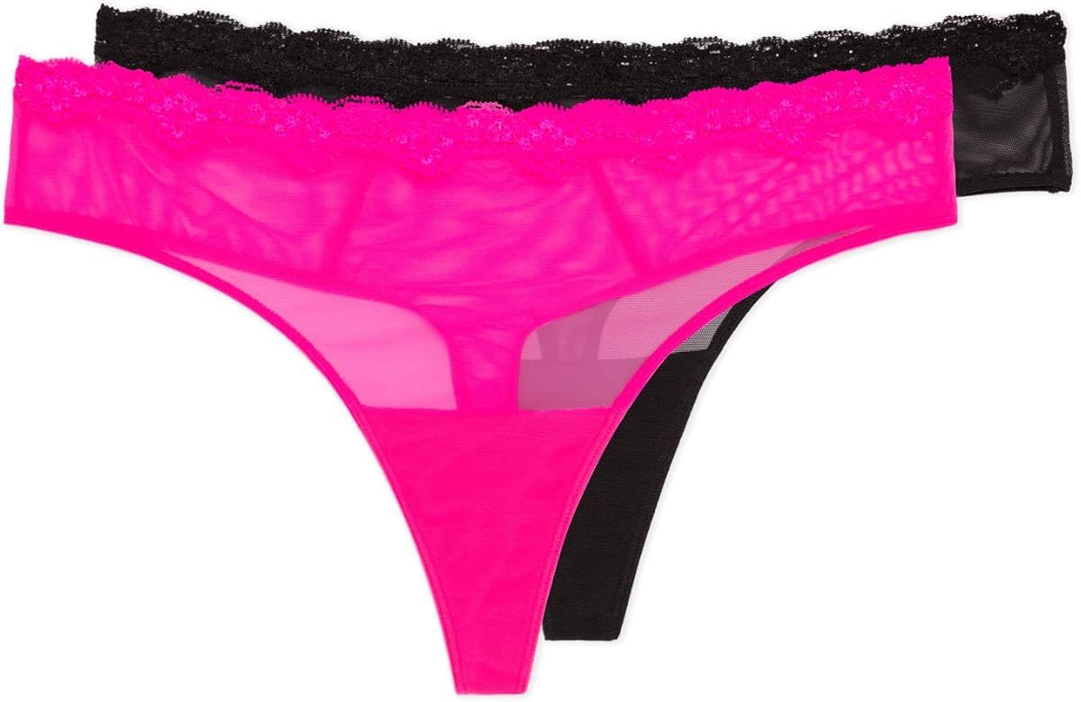 Smart & Sexy Women's Lace Trim & Mesh Panty 2 Packs Sexy Thongs & Cheeky Bikinis | Amazon (US)