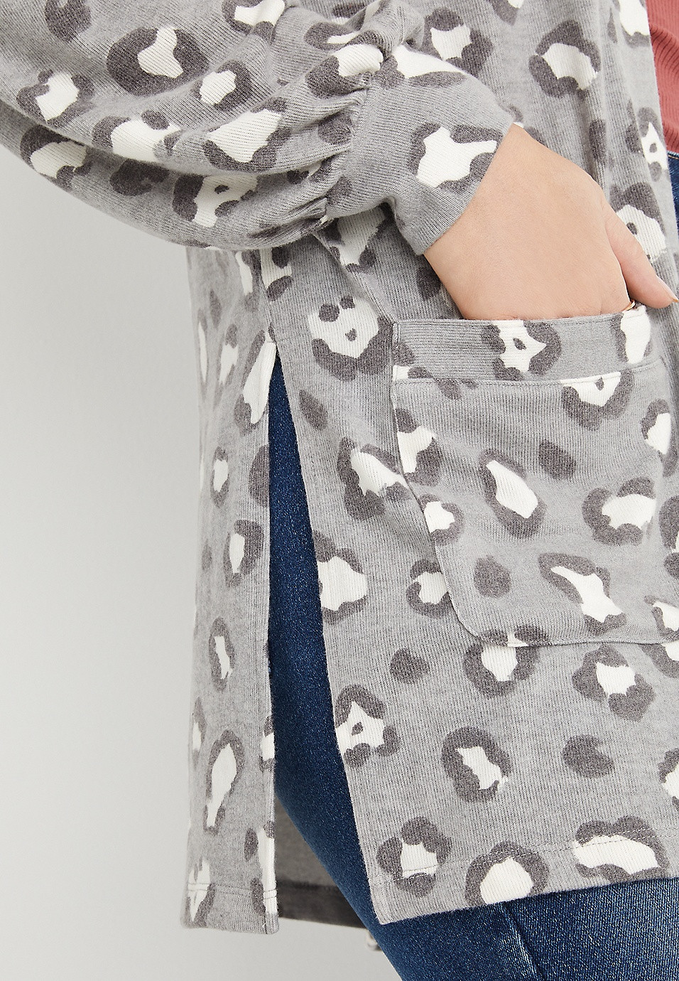 Gray Leopard Pocket Cardigan | Maurices