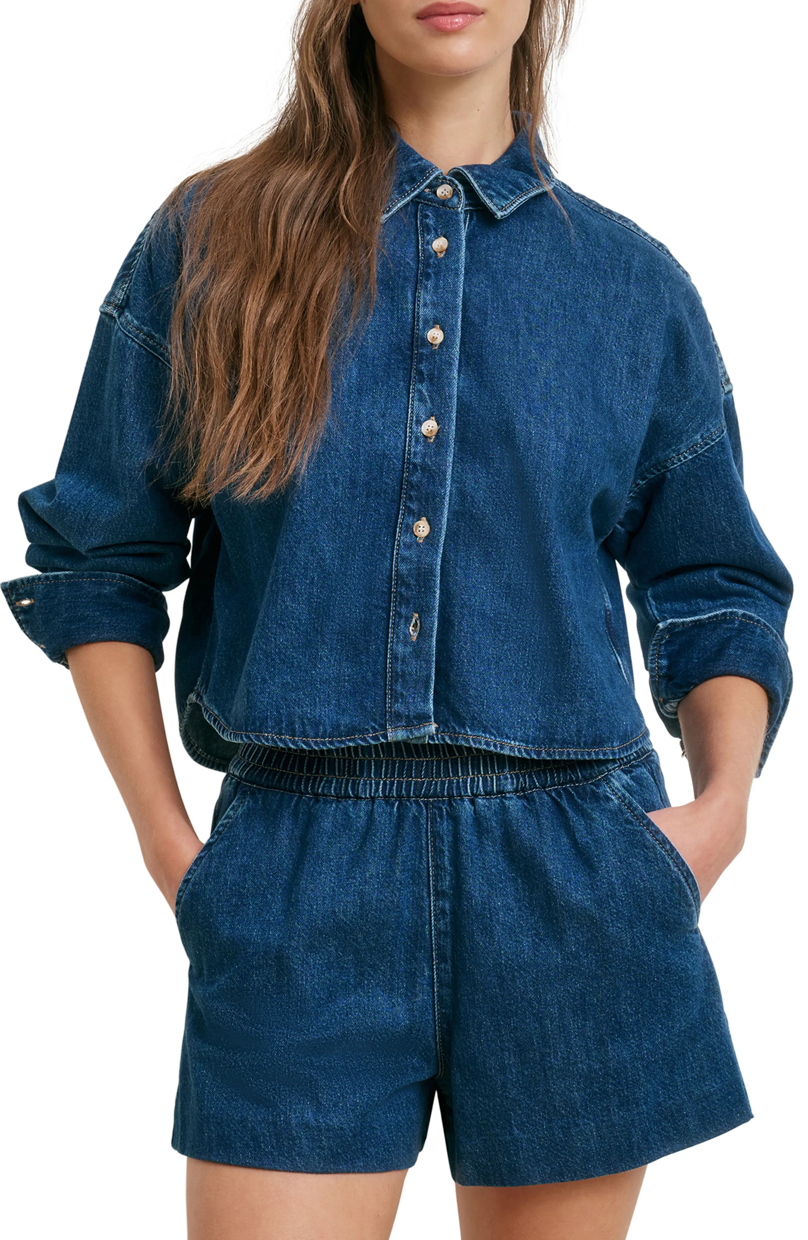 Favorite Daughter The Crop Ex-Boyfriend Denim Shirt (Women) | Nordstrom | Nordstrom