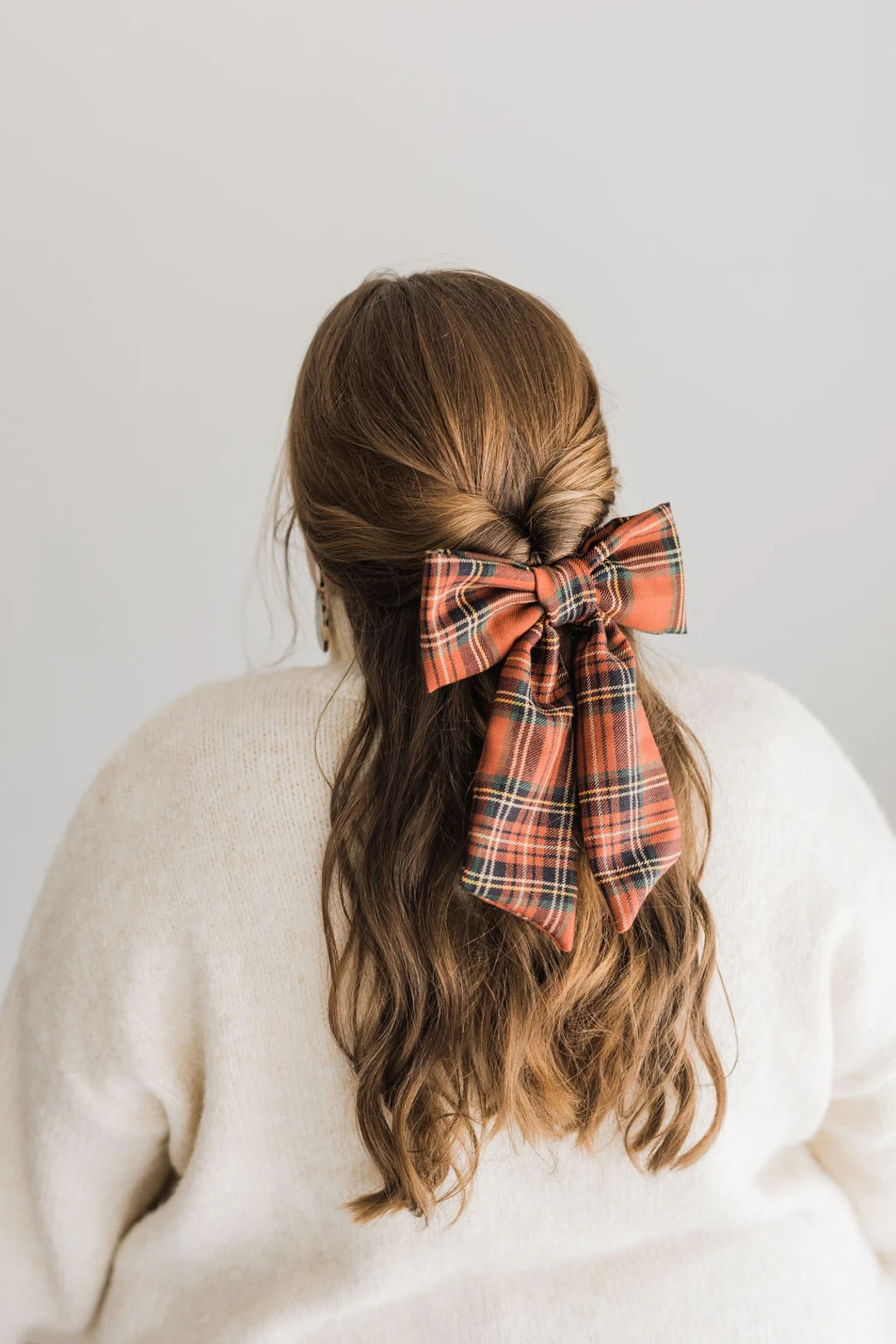 Autumn Plaid Orange Oversized Bow French Barrette Hair Clip - Etsy | Etsy (US)