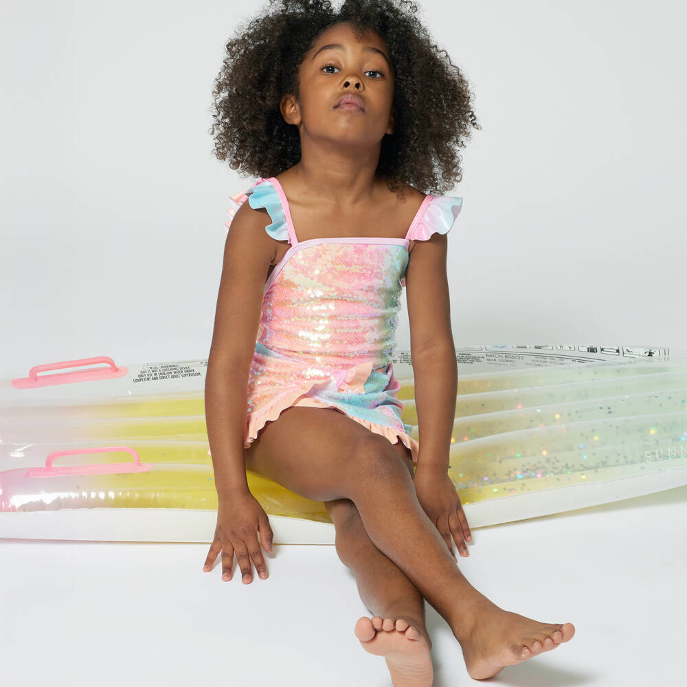 Girls Pink Sequin Gradient Swimsuit | Childrensalon