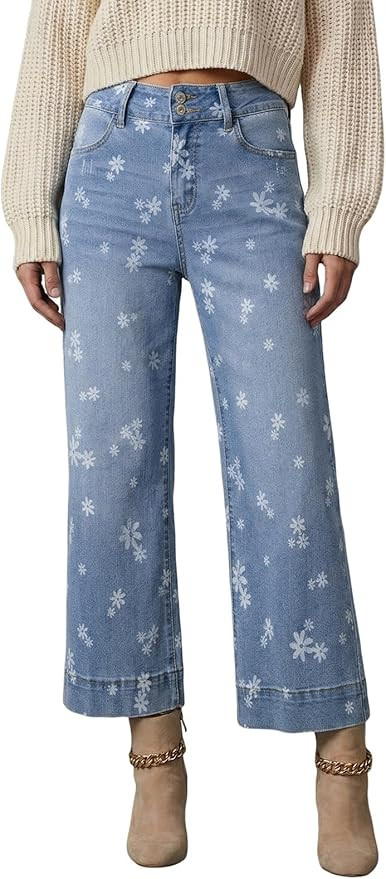 Dokotoo Womens High Waist Baggy Jeans Wide Leg Casual Petite 2026 8 Points Length Stretch Denim P... | Amazon (US)