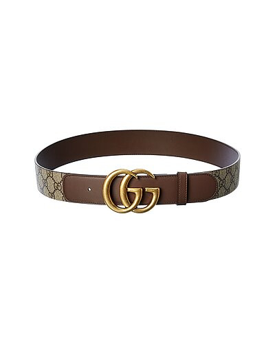 Double G Buckle GG Supreme Canvas & Leather Belt | Rue La La