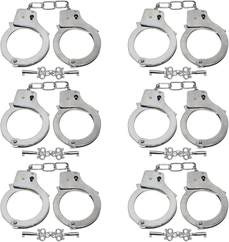 Heavy Duty Toy Metal Handcuffs with Keys - 6 PACK Stainless Steel Bulk Fake Hand Cuffs Accessorie... | Amazon (US)
