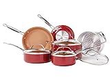 BulbHead (10824) Red Copper 10 PC Copper-Infused Ceramic Non-Stick Cookware Set | Amazon (US)