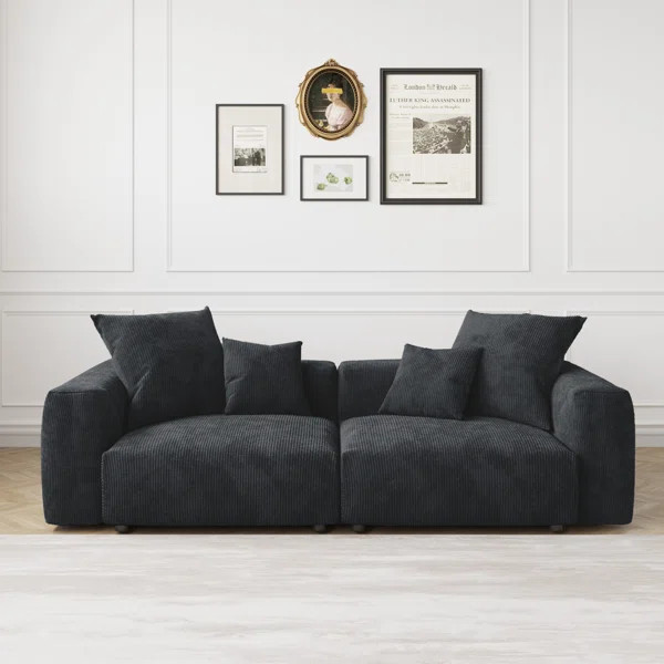102.36'' Corduroy Upholstered, 2 Seater Modular Sofa | Wayfair North America