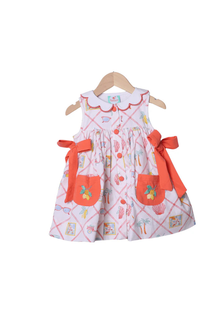 Hand Embroidered Seaside Charm Bow Dress | The Smocked Flamingo