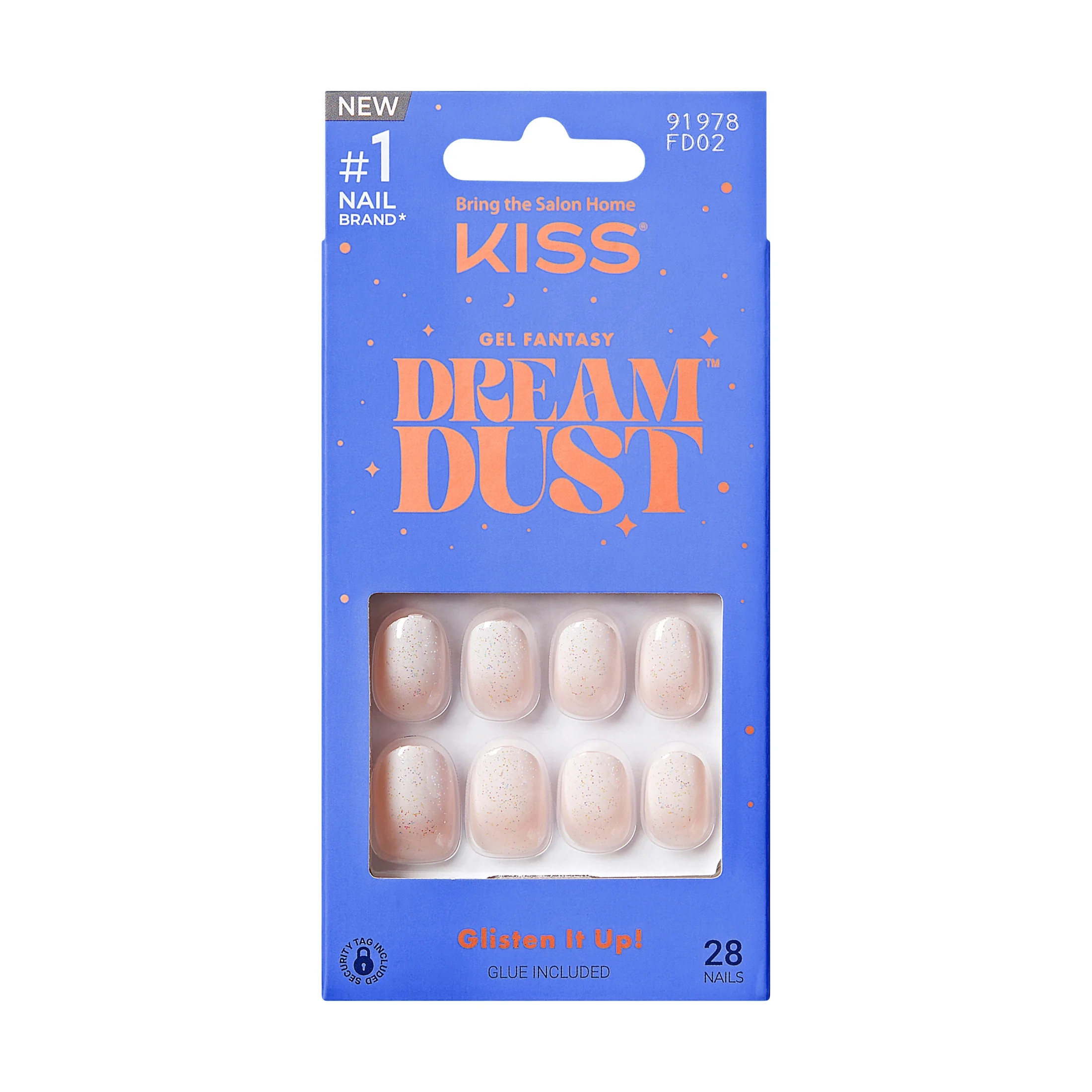 KISS Gel Fantasy Dreamdust Dreamdust, Press On Nails, Silver Spoon, White, Short Oval, 28 Count | Walmart (US)